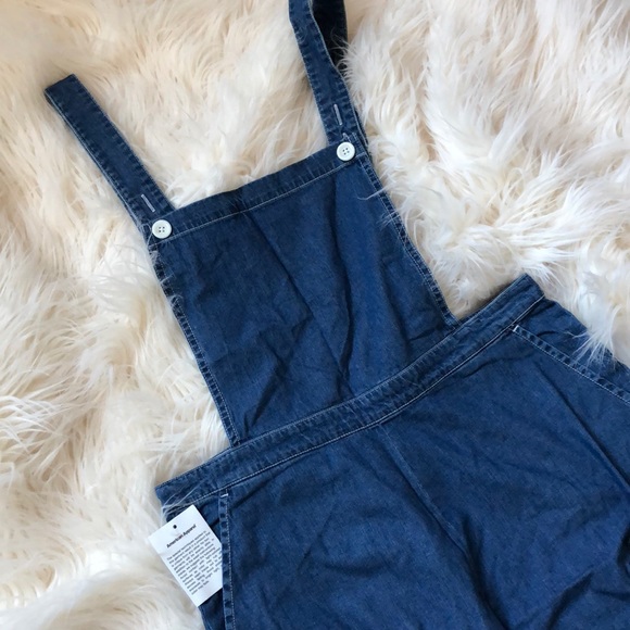 American apparel denim color wide leg overalls - Picture 2 of 8